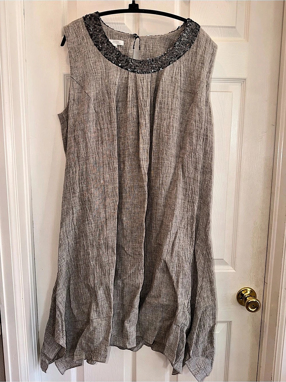 Ladies on Queen Sequin Neck Maxi Dress in Gray XL